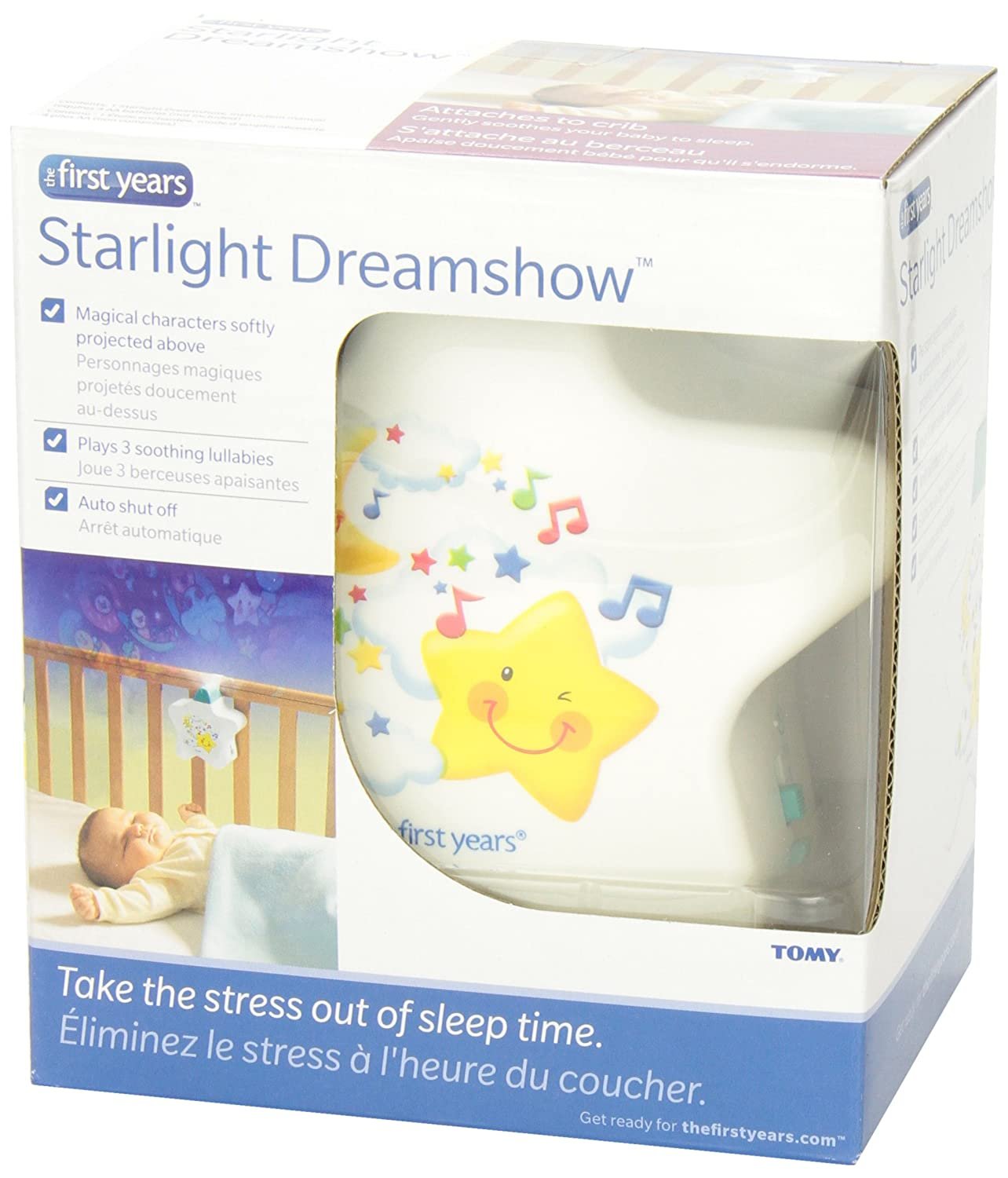 TOMY First Years Starlight Dreamshow Baby Cot Nightlight with Lullabies YELLOW 