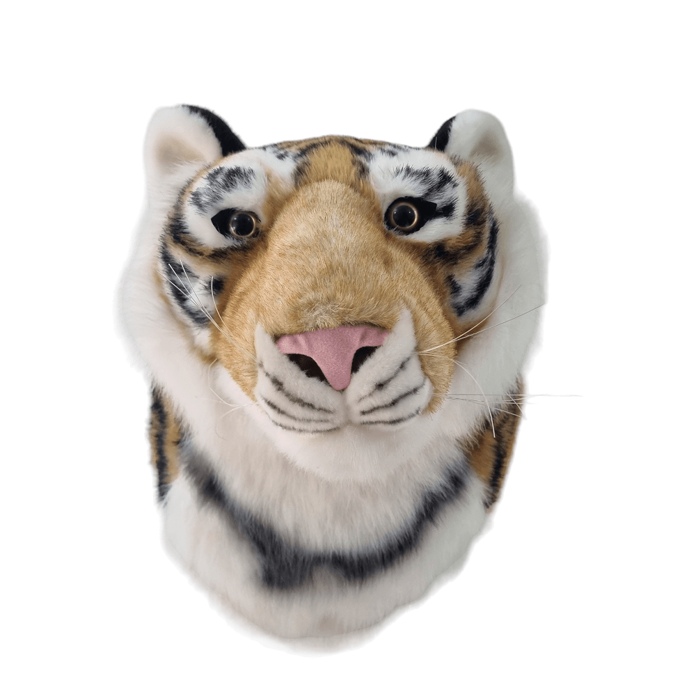 Wall Mounted Tiger Head - Faux Taxidermy Animal Head for Decor - Maya Toys