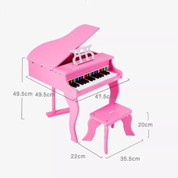 Onshine Beautiful Wooden Grand Piano for Age 3+ Years (Pink) - Image 4