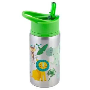 Stephen Joseph Stainless Steel Water Bottle for Kids- Zoo
