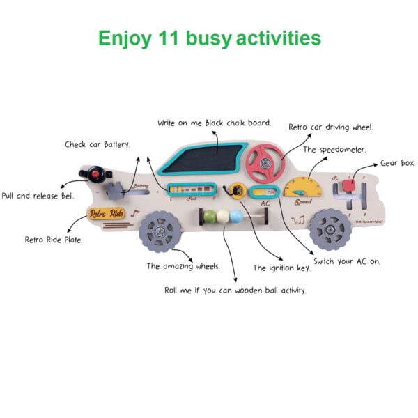 The Retro Ride Busy Board with 11 activities for Age 2+ Years - Image 2
