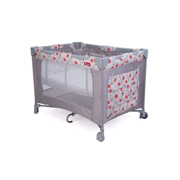 Trots Baby Playpen Playard & Folding Baby Bed Cum Convertible Crib - (Silver Metallic) - Image 2