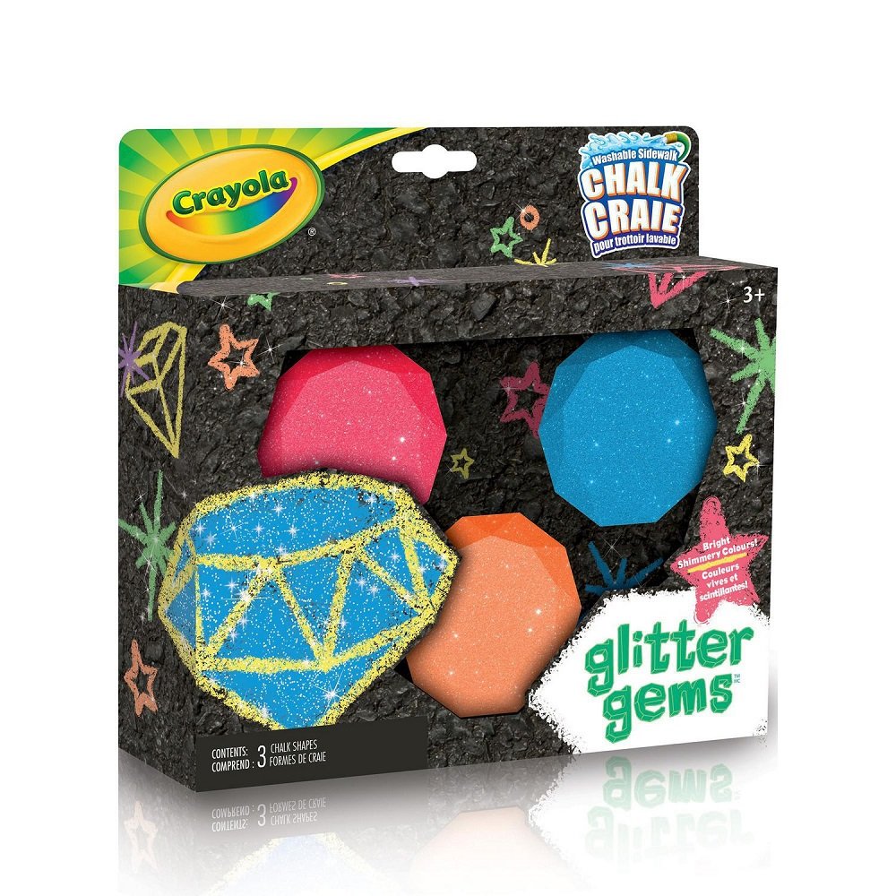 Crayola Glitter Gems Sidewalk Chalk (3 Pcs) - Maya Toys
