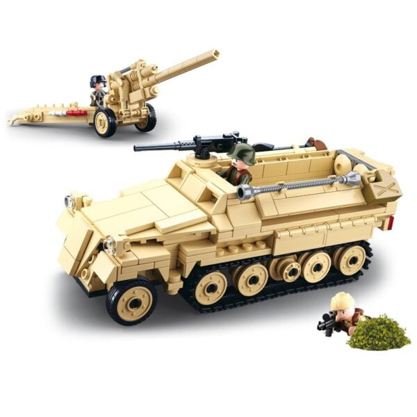 Sluban WW2 Half Track Armoured Vehicle & Cannon Building Blocks (460 Pcs)