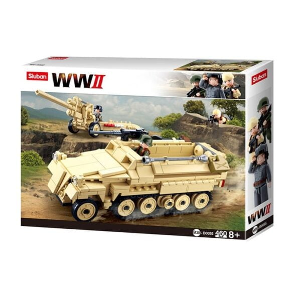 Sluban WW2 Half Track Armoured Vehicle & Cannon Building Blocks (460 Pcs) - Image 2