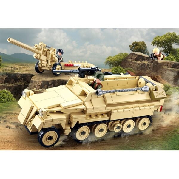 Sluban WW2 Half Track Armoured Vehicle & Cannon Building Blocks (460 Pcs) - Image 3