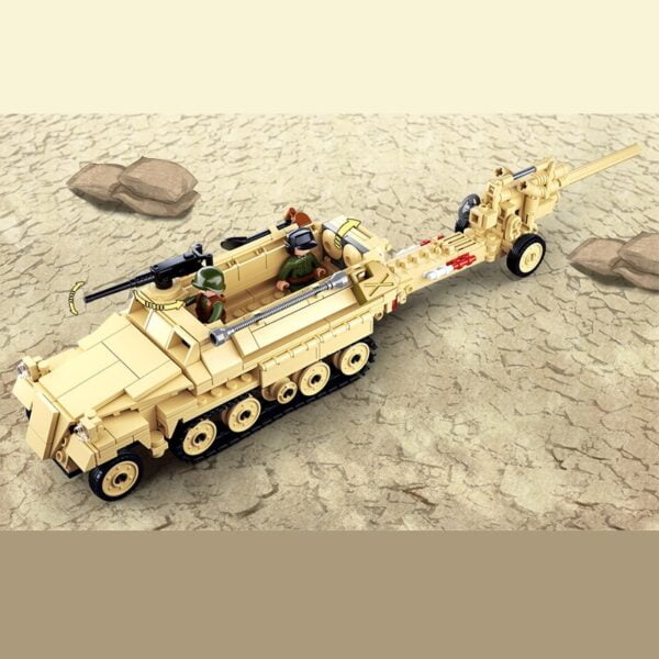 Sluban WW2 Half Track Armoured Vehicle & Cannon Building Blocks (460 Pcs) - Image 6