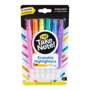 Crayola Take Note Erasable Highlighters for Age 6+ Years (Pack of 6)
