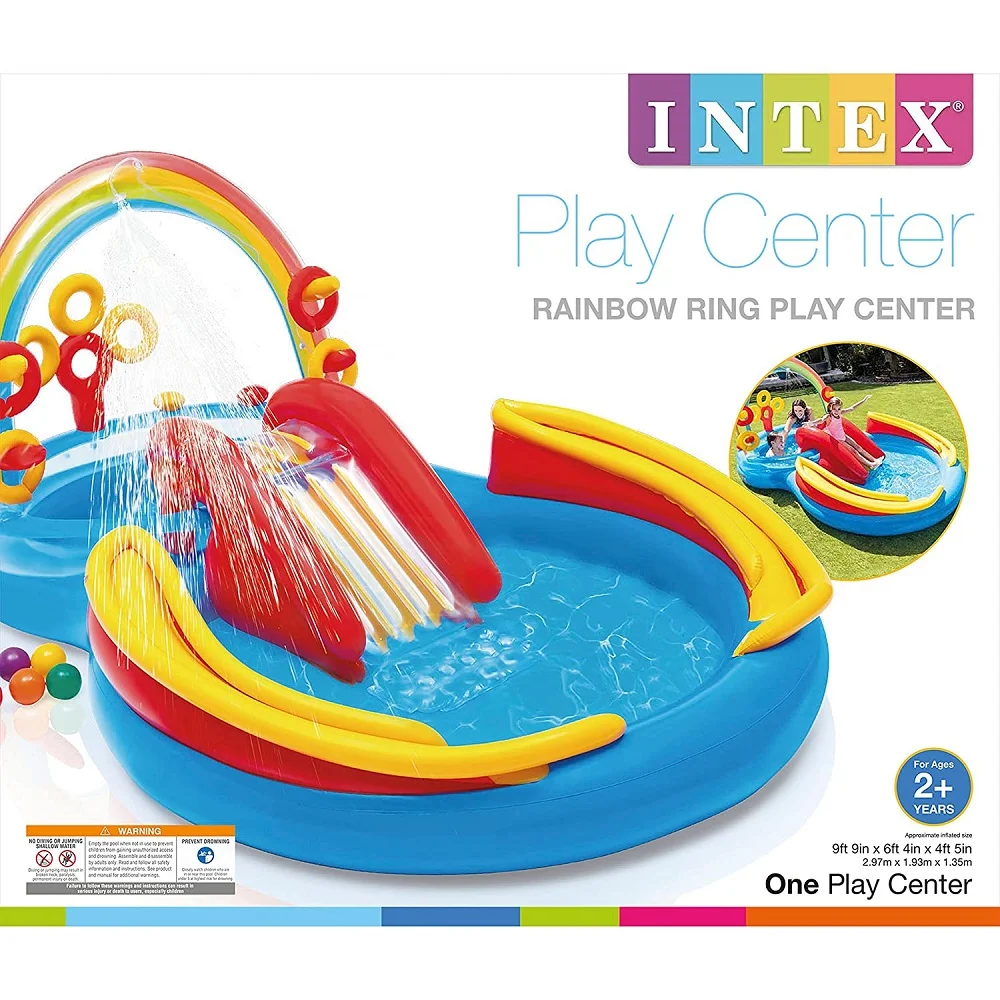 Intex Inflatable Rainbow Ring Water Play Centre, Multi Color (Swimming Pool) 57453NP - Image 6