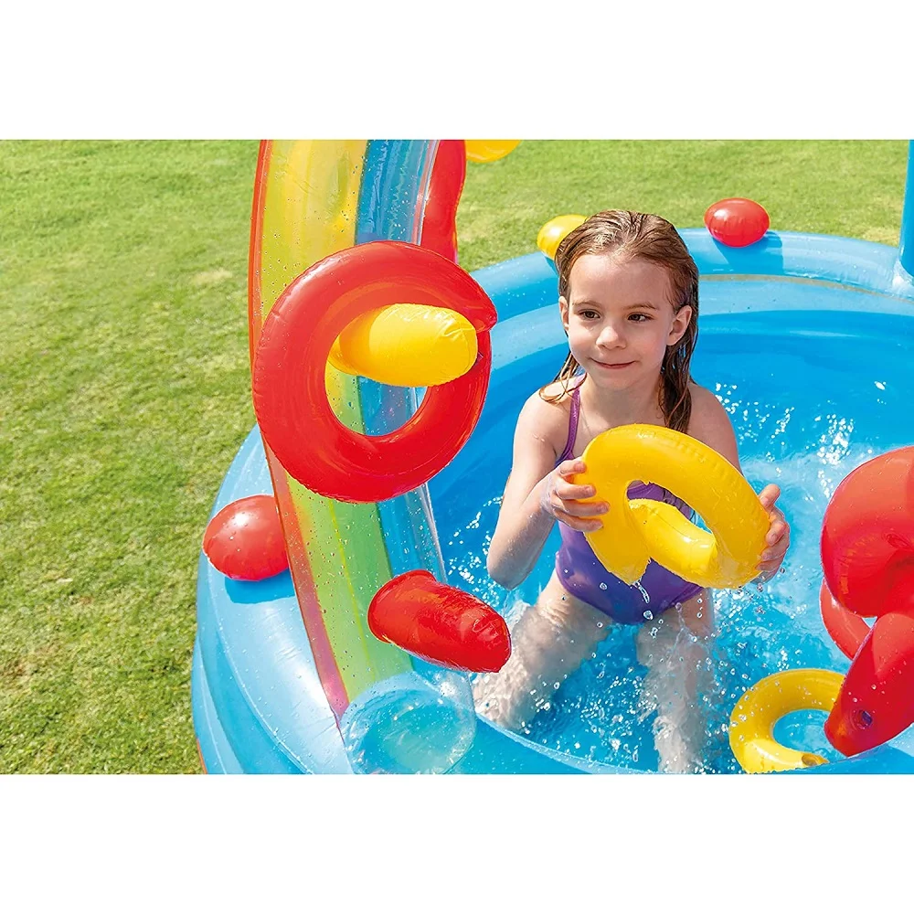 Intex Inflatable Rainbow Ring Water Play Centre, Multi Color (Swimming Pool) 57453NP - Image 3