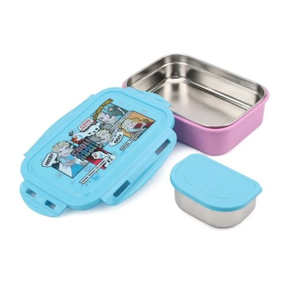 Disney Frozen Stainless Steel Lunch Box With Snap Lid Inner Container (700 ML) - Multicolor