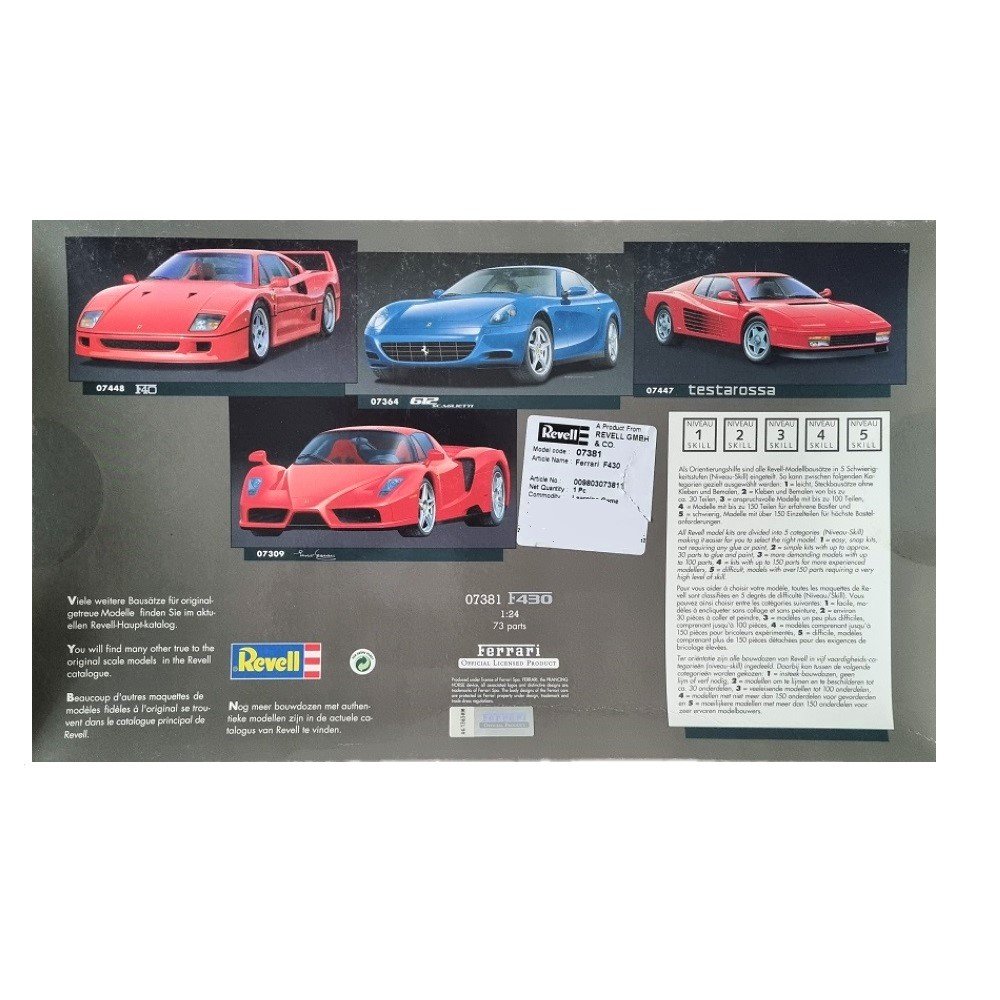 Revell Ferrari F430 1:24 Scale Plastic Model Kit 07381 (Officially