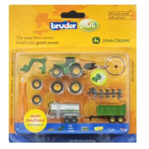 Bruder Mini Diecast John Deere 6920 with Keyring, Trailers, Accessories