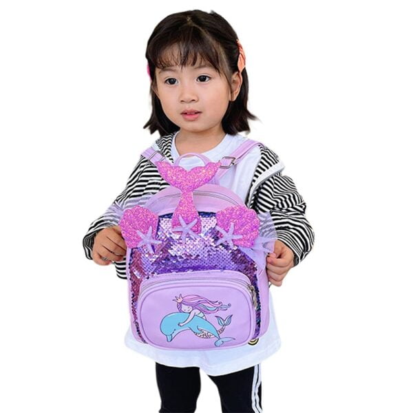 Flippi Mermaid Sequin Double-Layer Multi Use Party Bag & Backpack for Toddler Girls, Kids, Fashion Bag, PU Leather - Image 2