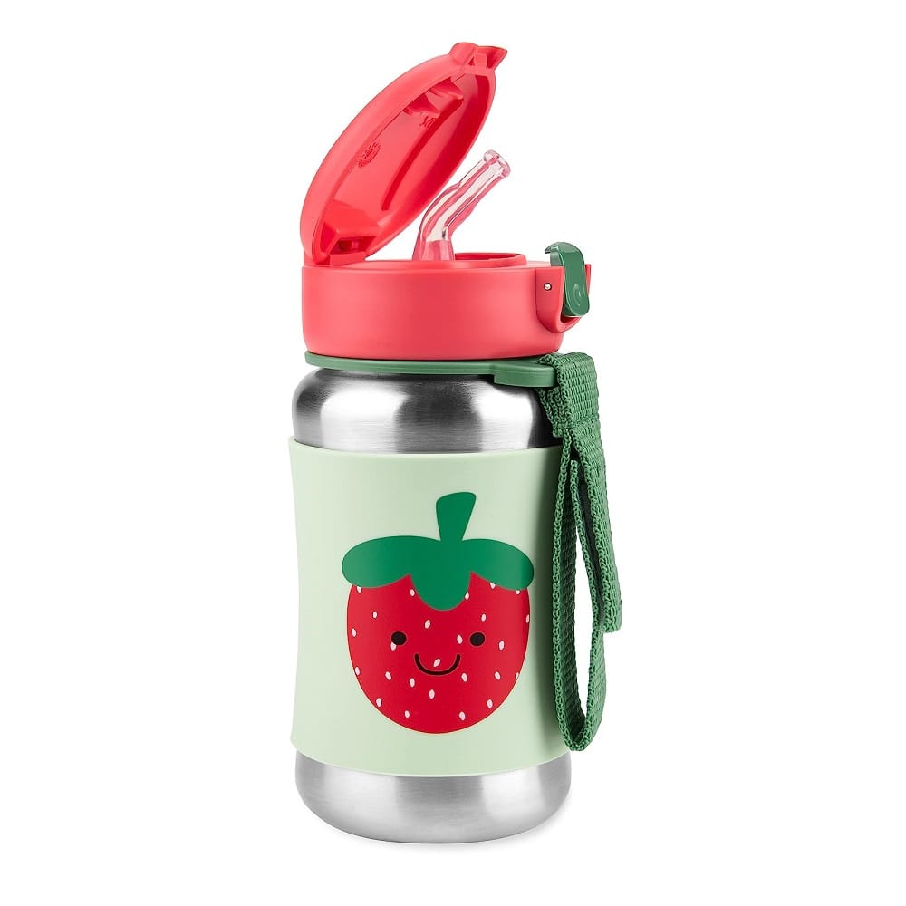 Skip Hop Spark Style Stainless Steel Straw Water Bottle (350 ml) - Strawberry - Image 2