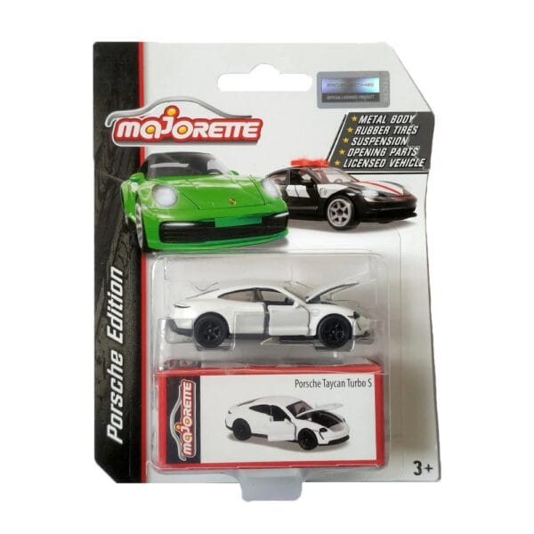 Majorette 1:64 Scale Porsche Edition - Porsche Taycan Turbos S White Diecast Car Model