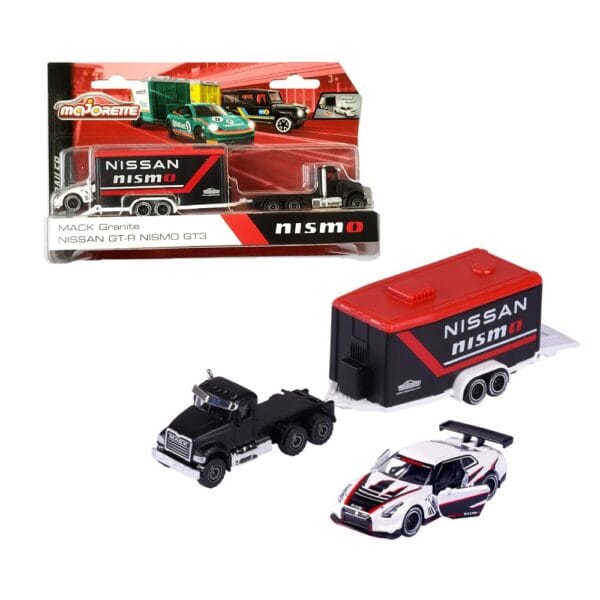 Majorette Race Trailer - Mack Granite Nissan GT-R Nismo GT3 Diecast Model