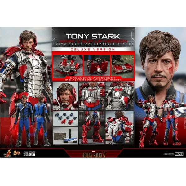 Hot Toys 1/6th Scale Iron Man Tony Stark Mark V Suit Up Version Deluxe For Collectors 15+ Years - Image 5