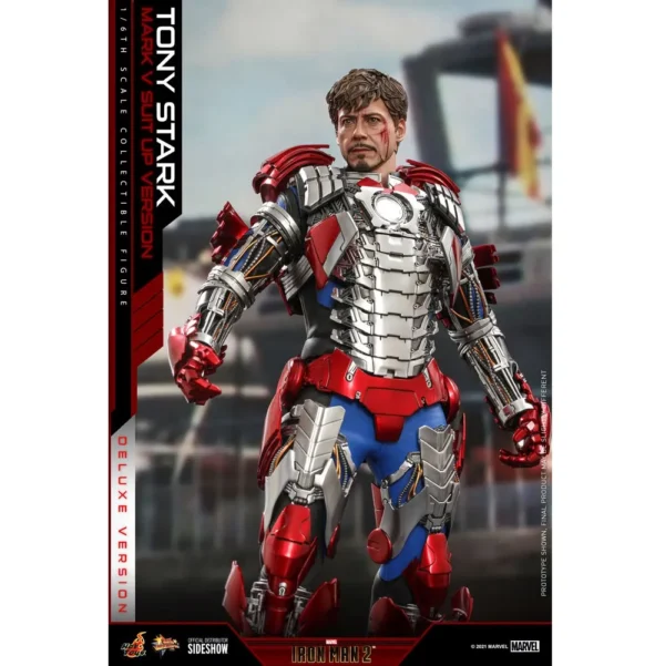 Hot Toys 1/6th Scale Iron Man Tony Stark Mark V Suit Up Version Deluxe For Collectors 15+ Years - Image 6