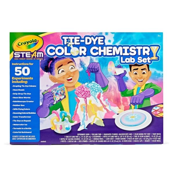 Crayola Tie Dye Colour Chemistry Set for 7+ Years (STEAM Toy), Science Toy with 50 experiments