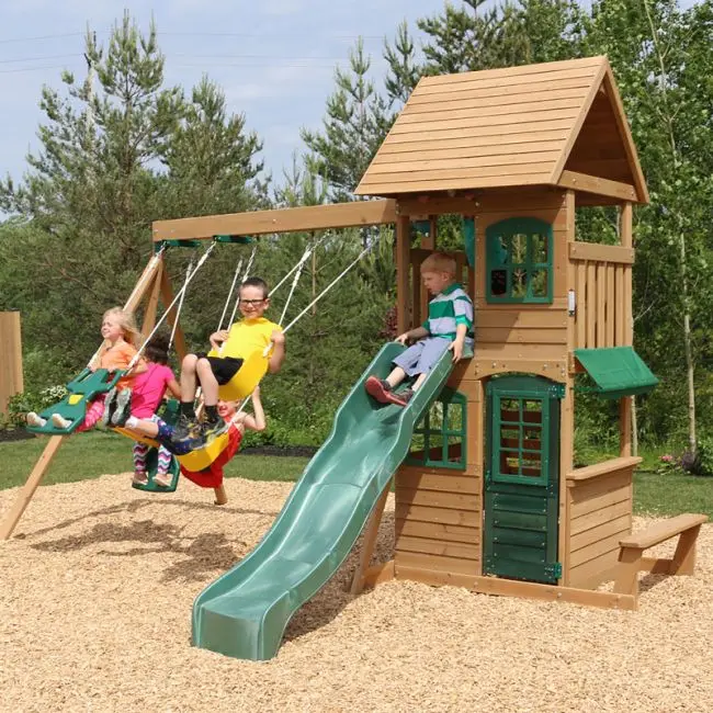 KidKraft Windale Wooden Slide & Swing Playset (age 3-10 years)