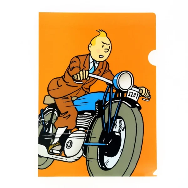 Tintin Plastic Folder (A4) - Tintin On A Motorcycle - Maya Toys