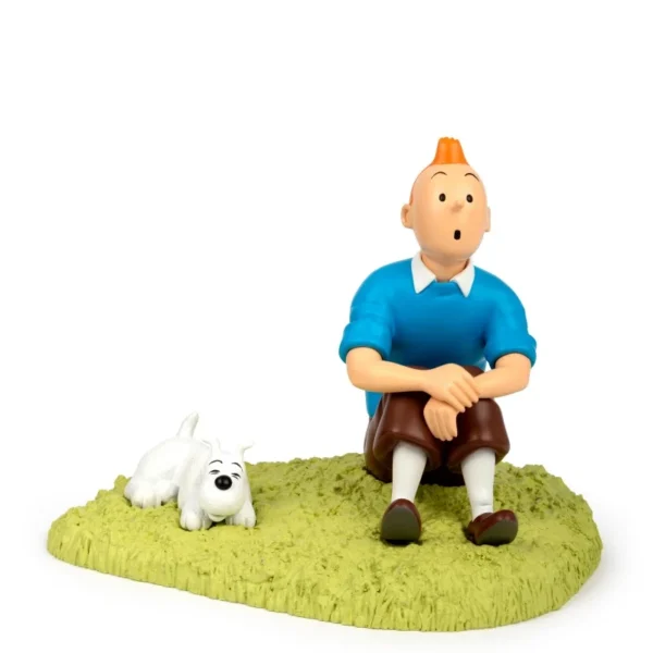 Resin Figure - Tintin Sitting On The Grass (height 18 cms) Statue for Collectors