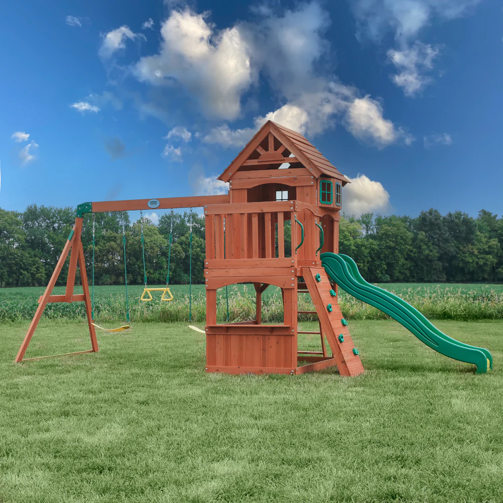 Backyard Discovery Atlantic All Cedar Wooden Swing Set for 2-10 years