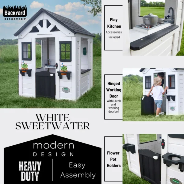 Backyard Discovery Sweetwater Playhouse - White (Cedar Wood) for 2-8 years - Image 5