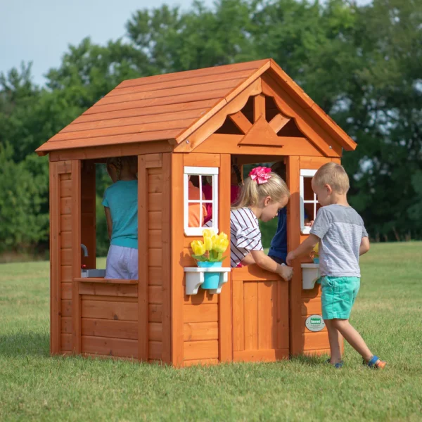 backyard discovery wooden playhouse for kids timberlake