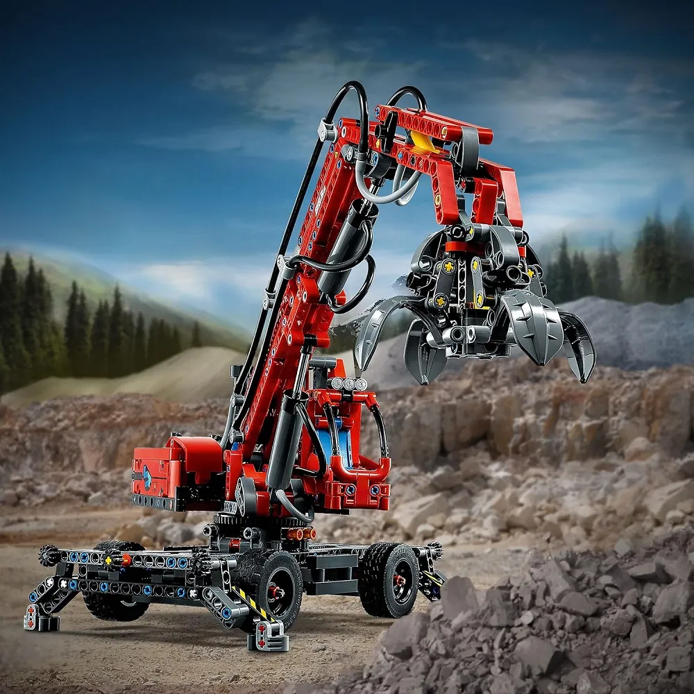 Lego Technic 42144 Material Handler with manual pneumatic function, model crane for 10+ years - Image 4