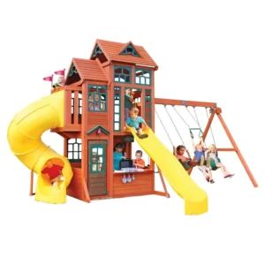 kidkraft canyon ridge wooden swing and play set