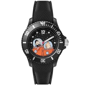Tintin Moon Watch - Tintin & Haddock, Black Band (Small) Ref: 82434