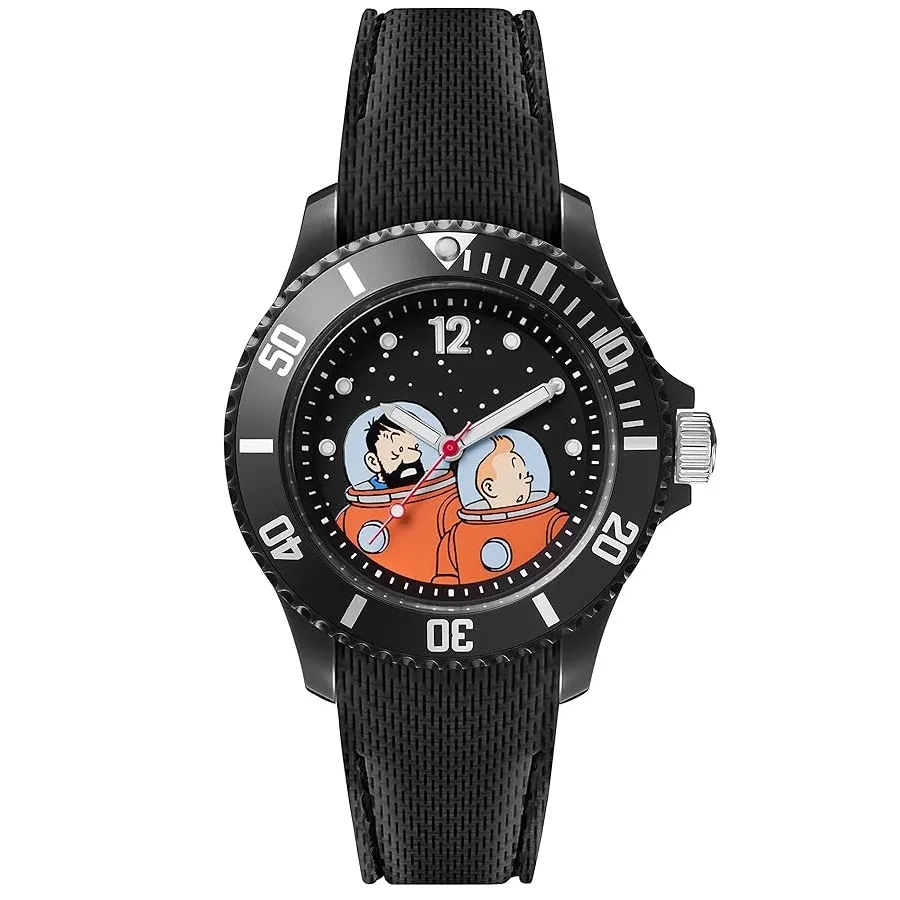 Tintin Moon Watch - Tintin & Haddock, Black Band (Small) Ref: 82434