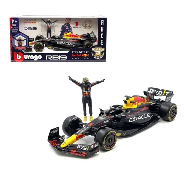 Bburago 1:24 Scale 2023 Red Bull RB19 #1 Max Verstappen F1 Car Model with Pilot Figure