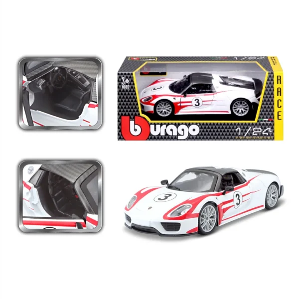 Bburago 1/24 Scale Porsche 918 Weissach Diecast Car Model for 14+ Year - Image 2