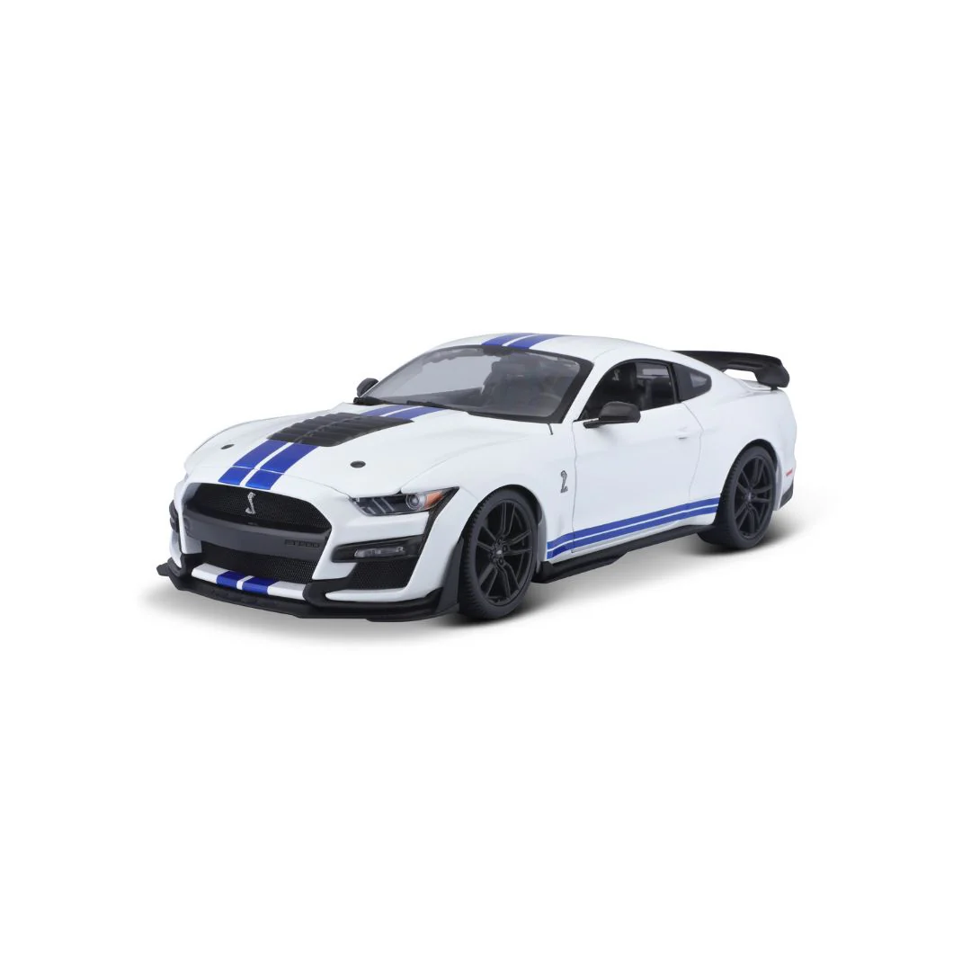 Maisto 1:18 Scale 2020 Ford Shelby Mustang GT500 Diecast Model for 14+ Years (White-Blue) - Image 2