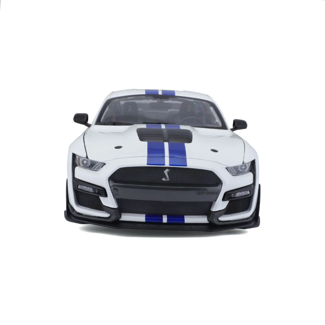 Maisto 1:18 Scale 2020 Ford Shelby Mustang GT500 Diecast Model for 14+ Years (White-Blue) - Image 7