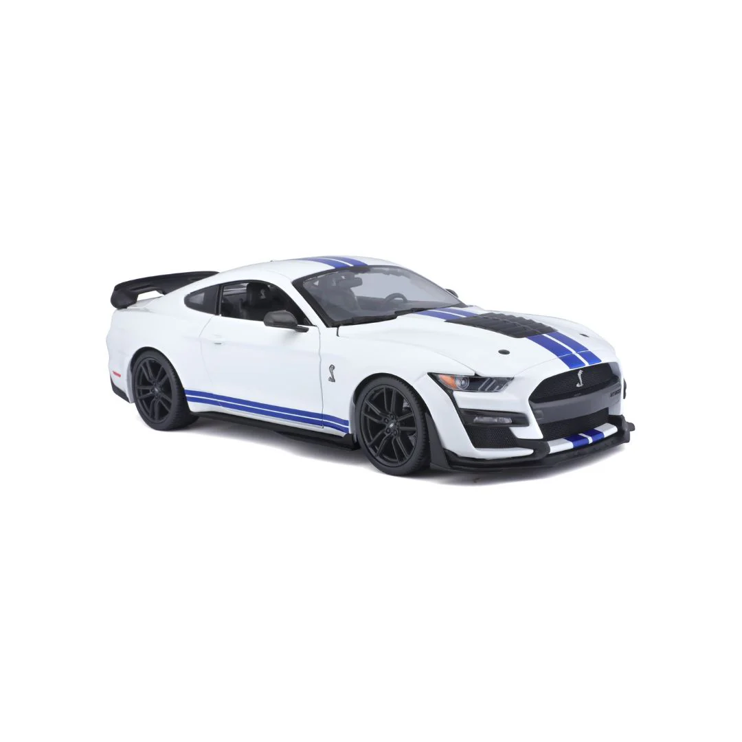 Maisto 1:18 Scale 2020 Ford Shelby Mustang GT500 Diecast Model for 14+ Years (White-Blue) - Image 4