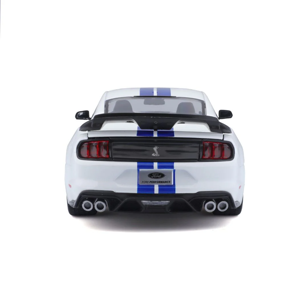 Maisto 1:18 Scale 2020 Ford Shelby Mustang GT500 Diecast Model for 14+ Years (White-Blue) - Image 3