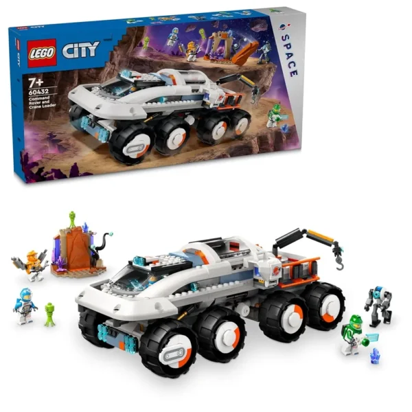 lego city 60432 space command rover and crane loader building set