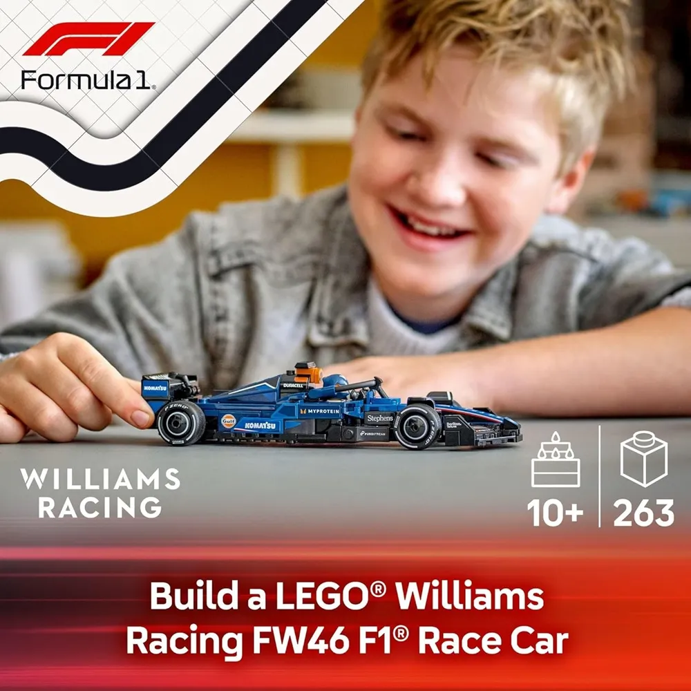 Lego Speed Champions 77249 Williams Racing FW46 F1 Race Car Building Set for 10+ Years (263 Pcs) - Image 2