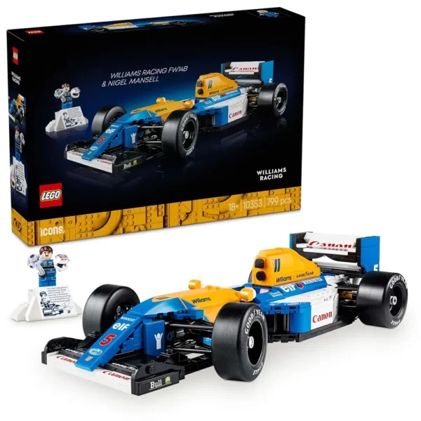Lego Icons 10353 Williams Racing FW14B & Nigel Mansell Minifigure F1 Race Car Building Set for 18+ Yrs (799 Pcs)
