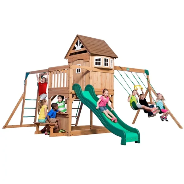 Backyard Discovery Montpelier Wooden Swing Set for Kids