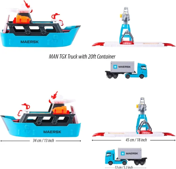 Majorette - Creatix Toy Port with Container Ship - Maersk Logistics for 5+ Years (Playset) - Image 3