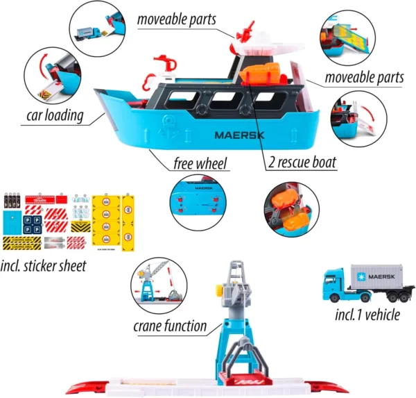 Majorette - Creatix Toy Port with Container Ship - Maersk Logistics for 5+ Years (Playset) - Image 4