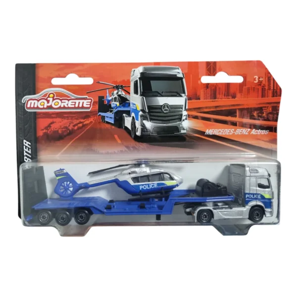 Majorette Transporter Mercedes-Benz Actros with Police Helicopter Diecast Model for 3+ Years