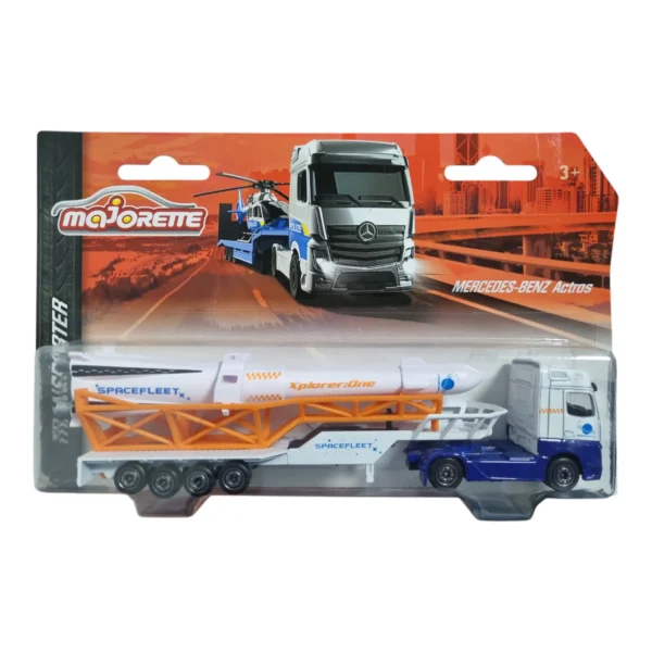 Majorette Transporter Mercedes-Benz Actros with Spacefleet Rocket Diecast Model for 3+ Years