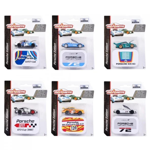Majorette Porsche Deluxe Edition - Set of 6 Diecast Car Models for 3+ Years