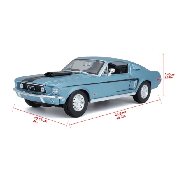 Maisto 1:18 Scale 1968 Ford Mustang GT Cobra Jet Diecast Car Model for Collectors for 14+ Years - Image 7
